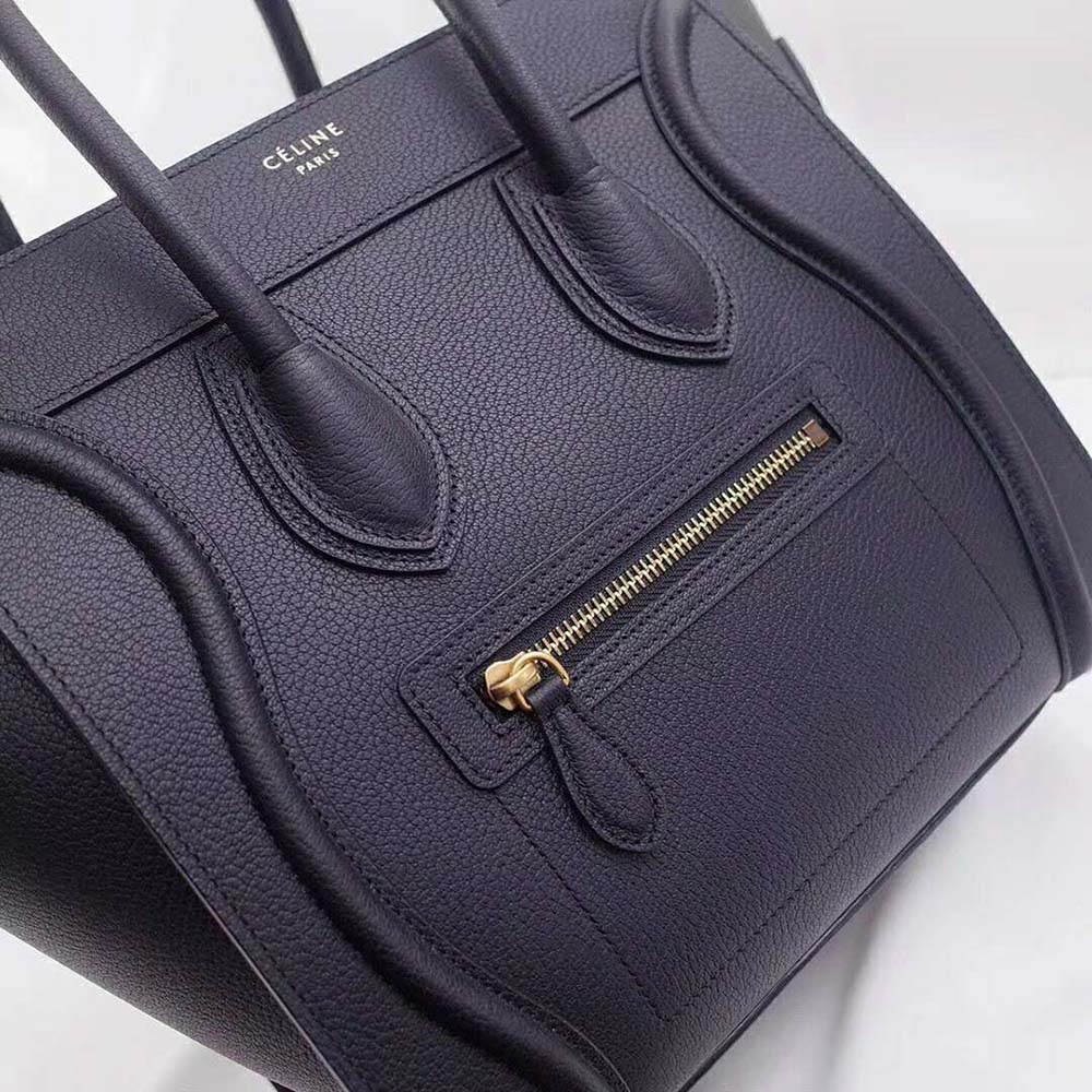 Celine Women Micro Luggage Handbag in Drummed Calfskin-Black - image 7