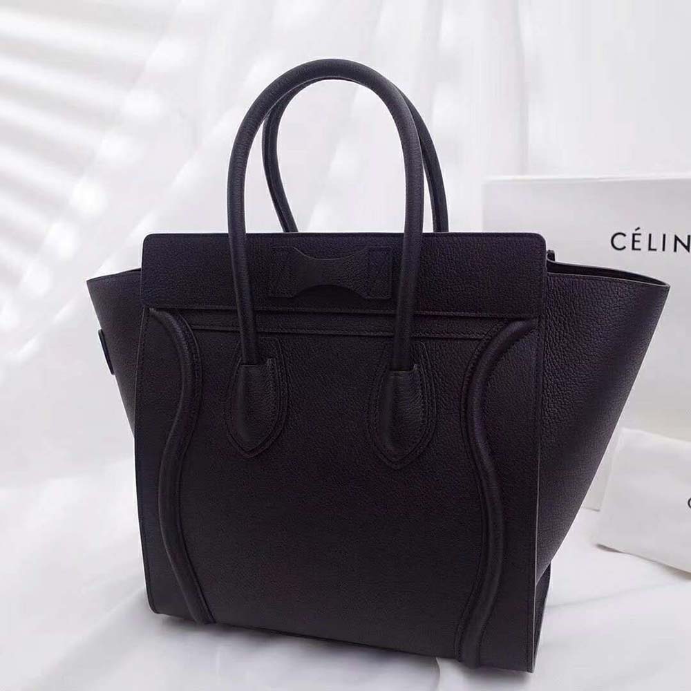 Celine Women Micro Luggage Handbag in Drummed Calfskin-Black - image 4