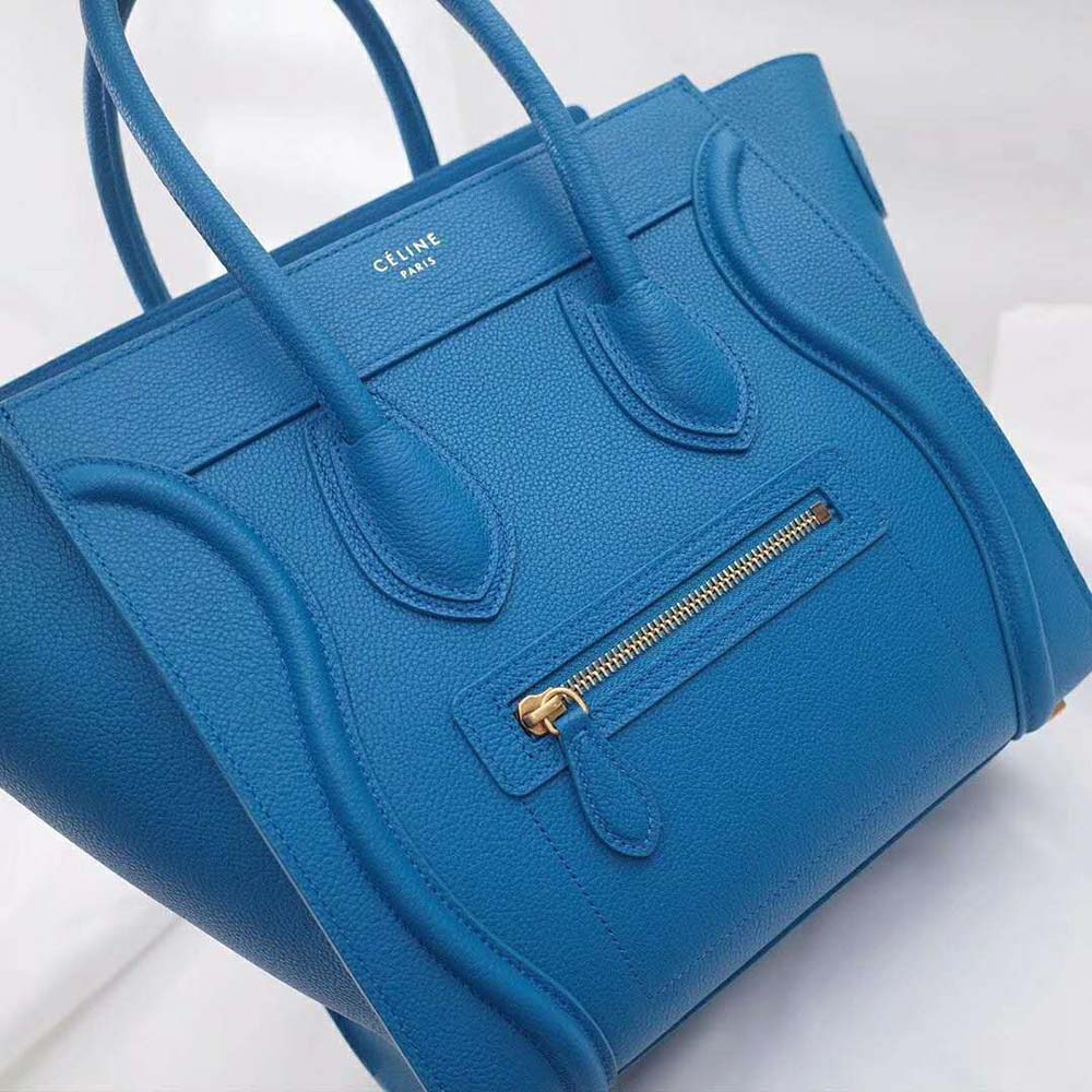 Celine Women Micro Luggage Handbag in Drummed Calfskin-Blue - image 5