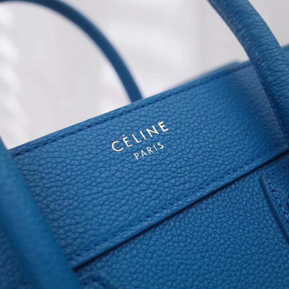 Celine Women Micro Luggage Handbag in Drummed Calfskin-Blue - image 8