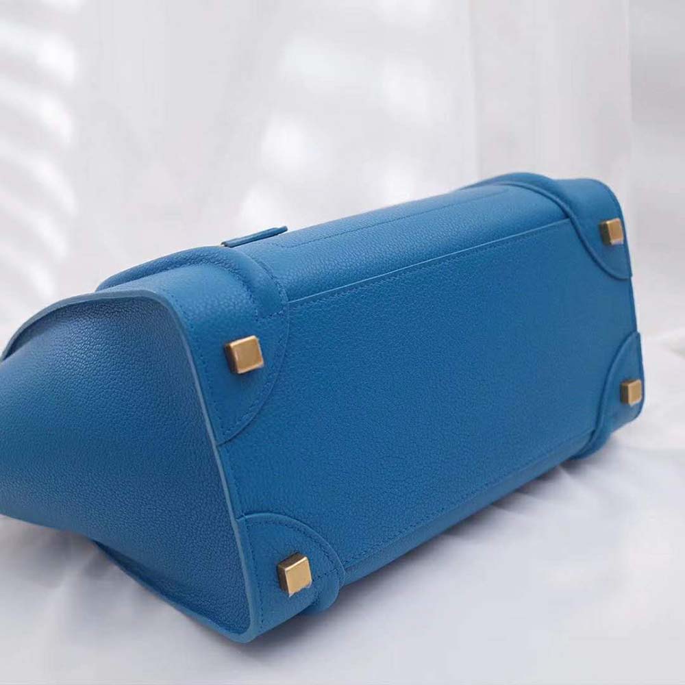 Celine Women Micro Luggage Handbag in Drummed Calfskin-Blue - image 6