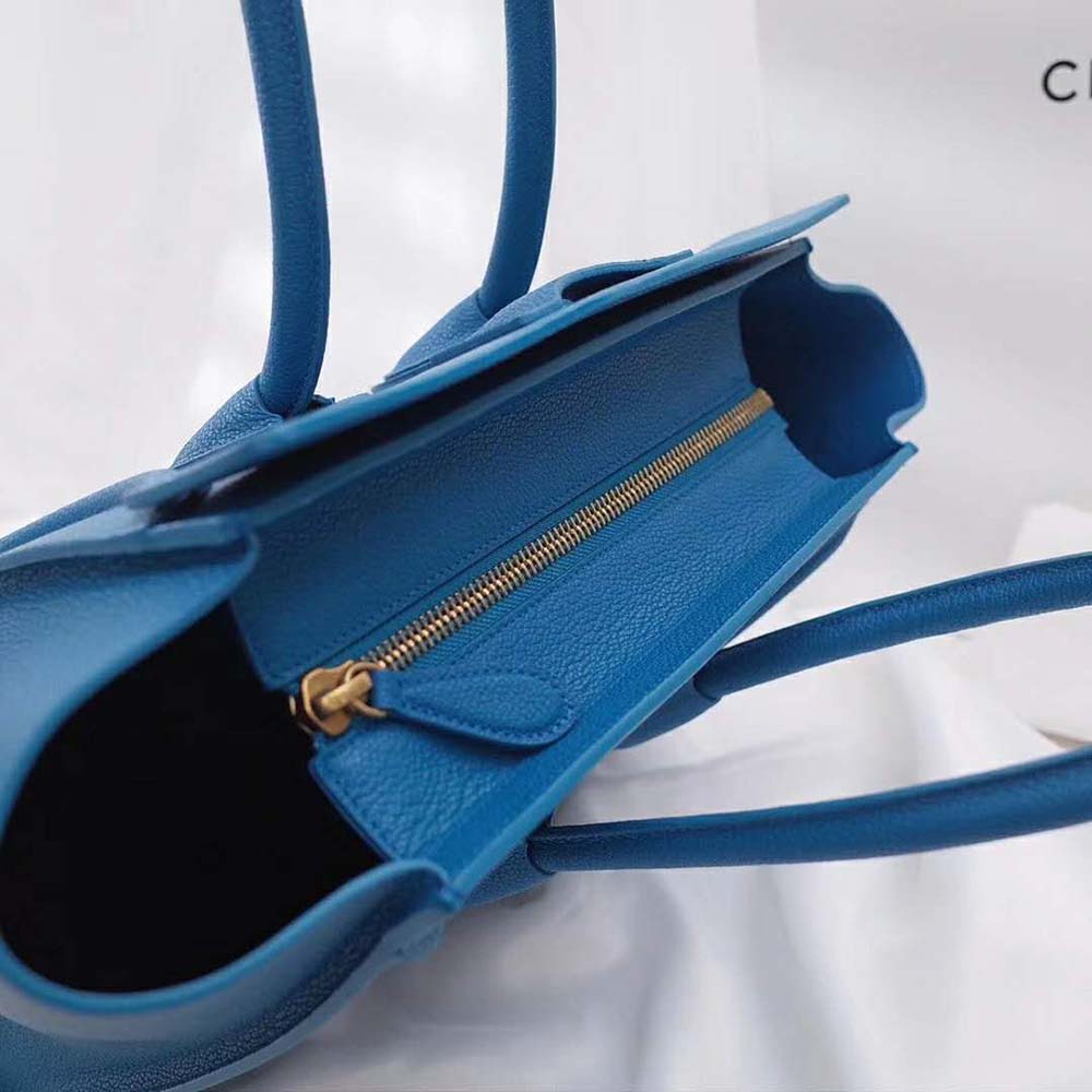 Celine Women Micro Luggage Handbag in Drummed Calfskin-Blue - image 7