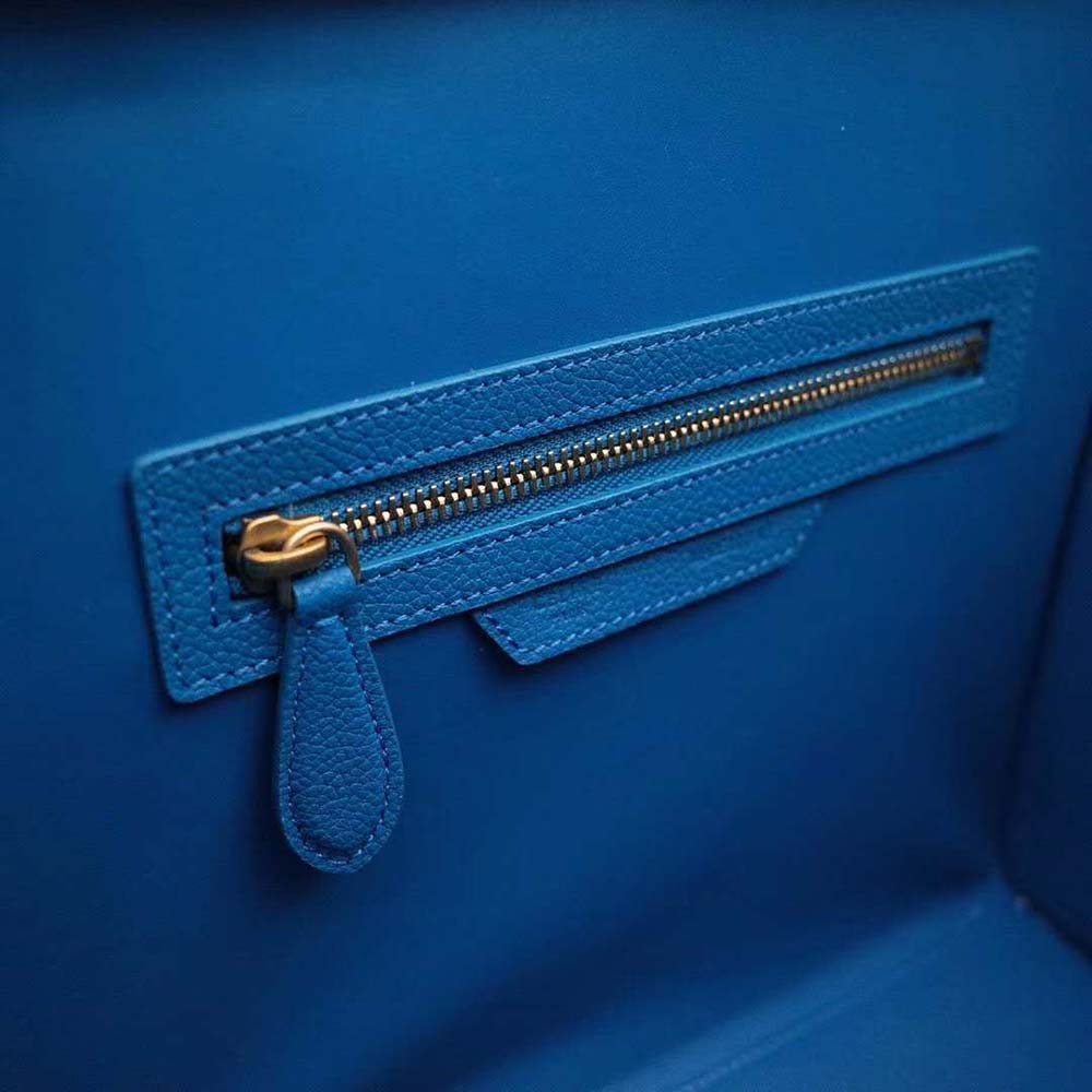 Celine Women Micro Luggage Handbag in Drummed Calfskin-Blue - image 9