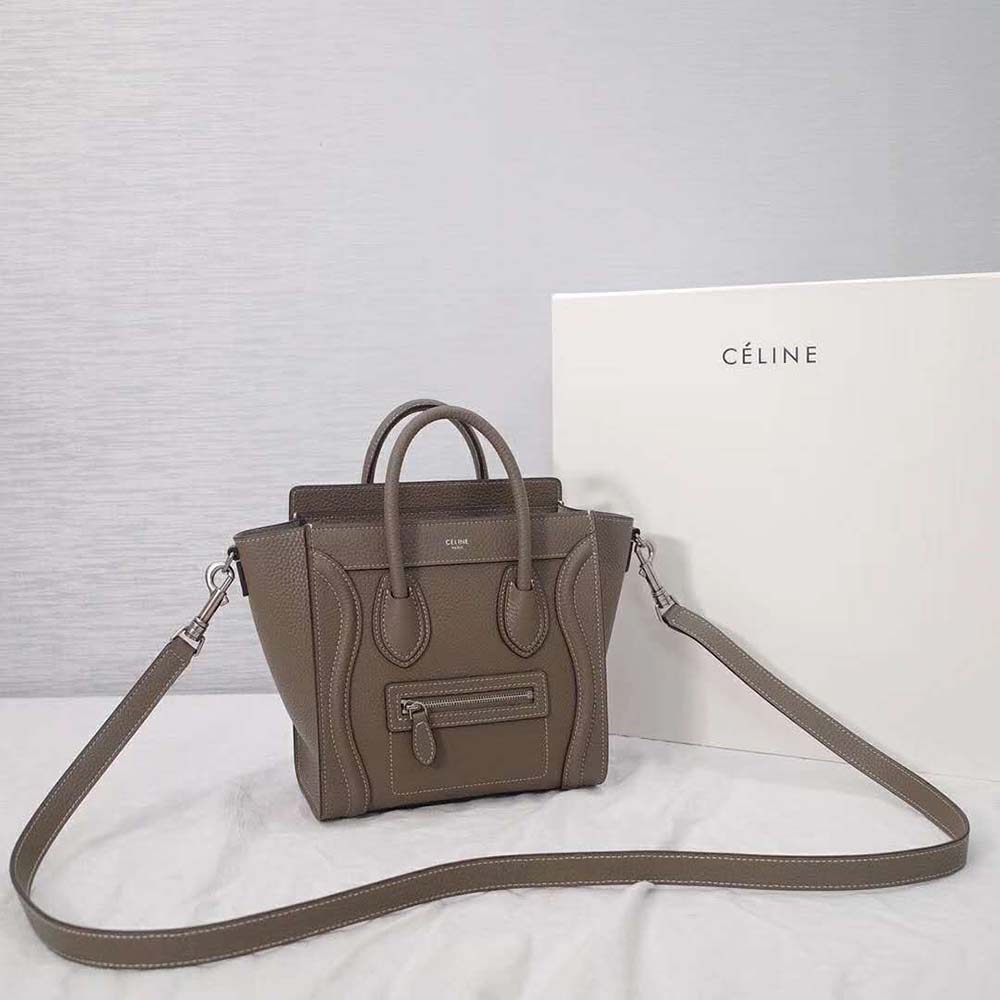 Side angle showing structured silhouette of Celine Women Micro Luggage Handbag