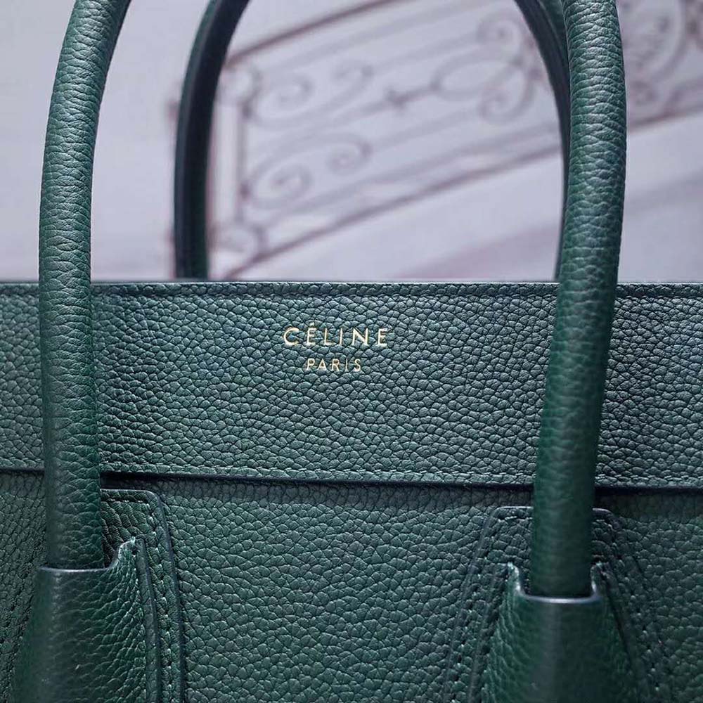 Celine Women Micro Luggage Handbag in Drummed Calfskin-Dark Green - image 7