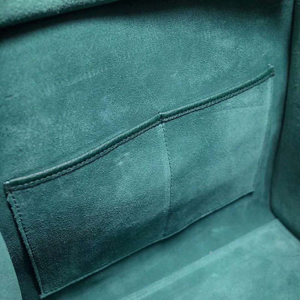 Celine Women Micro Luggage Handbag in Drummed Calfskin-Dark Green - image 8