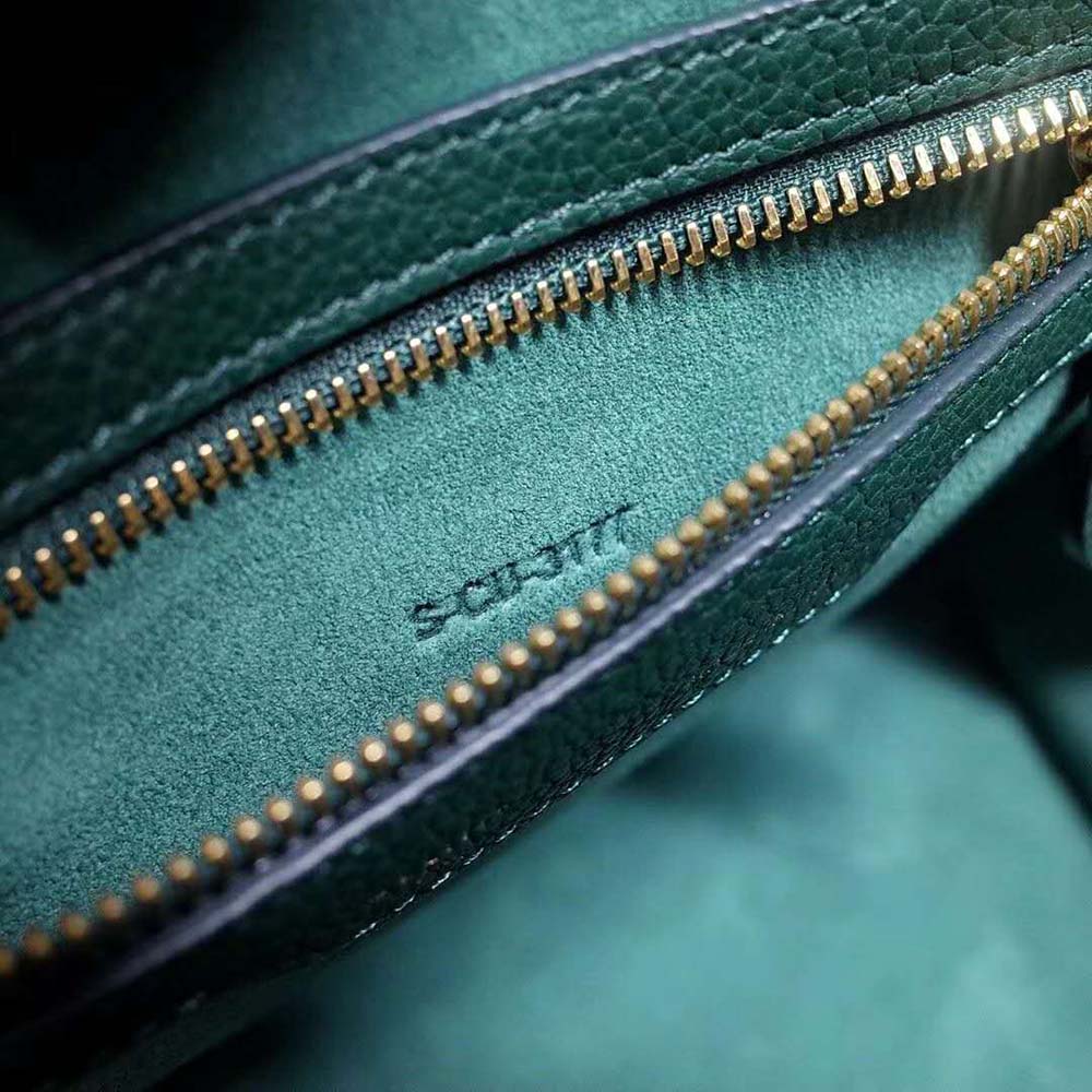 Celine Women Micro Luggage Handbag in Drummed Calfskin-Dark Green - image 10