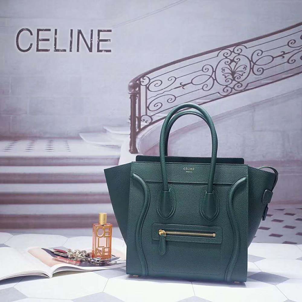 Side profile showing structured silhouette of Celine Women Micro Luggage Handbag