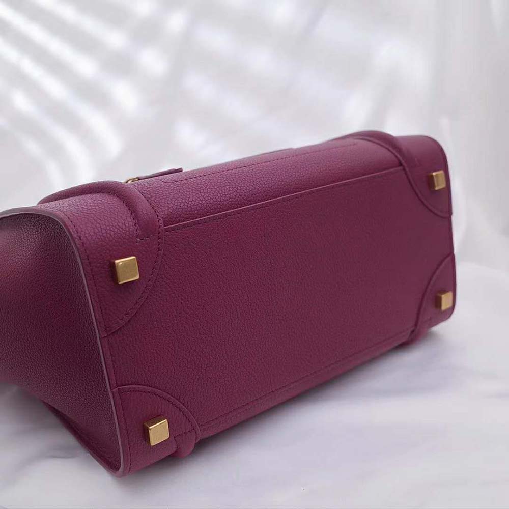 Celine Women Micro Luggage Handbag in Drummed Calfskin-Maroon - image 6
