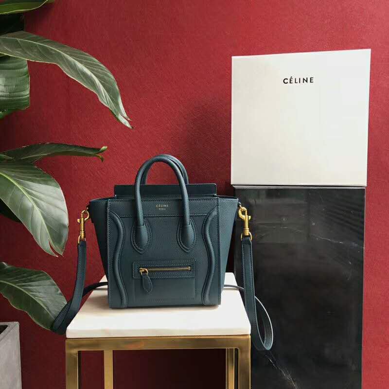 Close-up of signature wings and gold hardware on Celine handbag