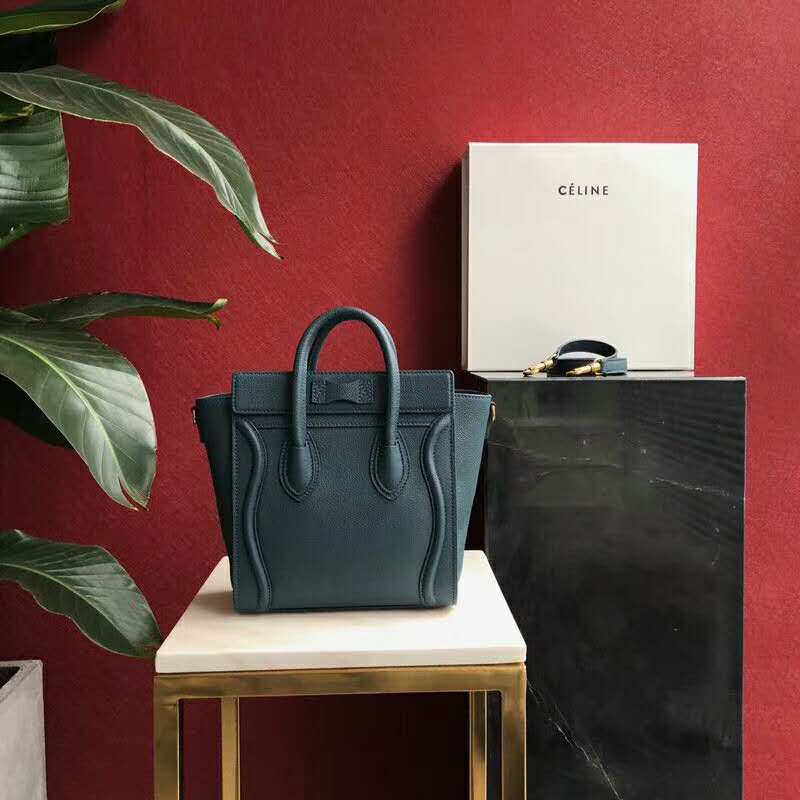 Side view showing zip closure on Celine Women Micro Luggage Handbag