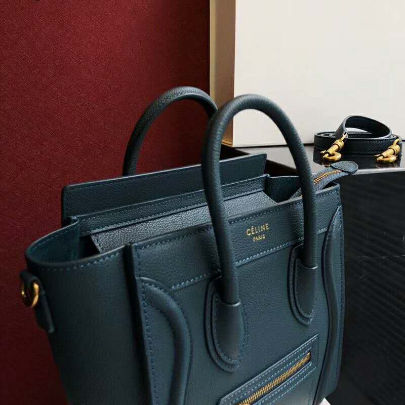 Celine Women Micro Luggage Handbag in Drummed Calfskin-Olive - image 5