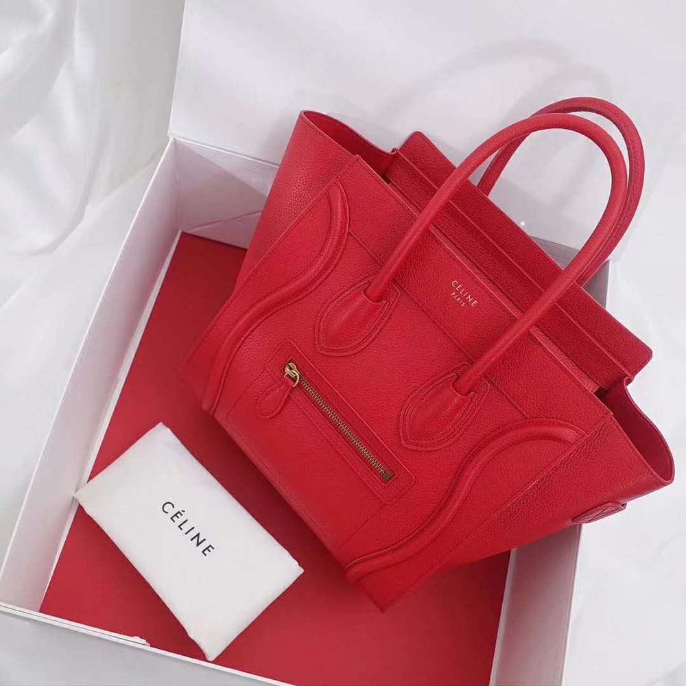 Close-up of signature zipped pocket on Celine Women Micro Luggage Handbag