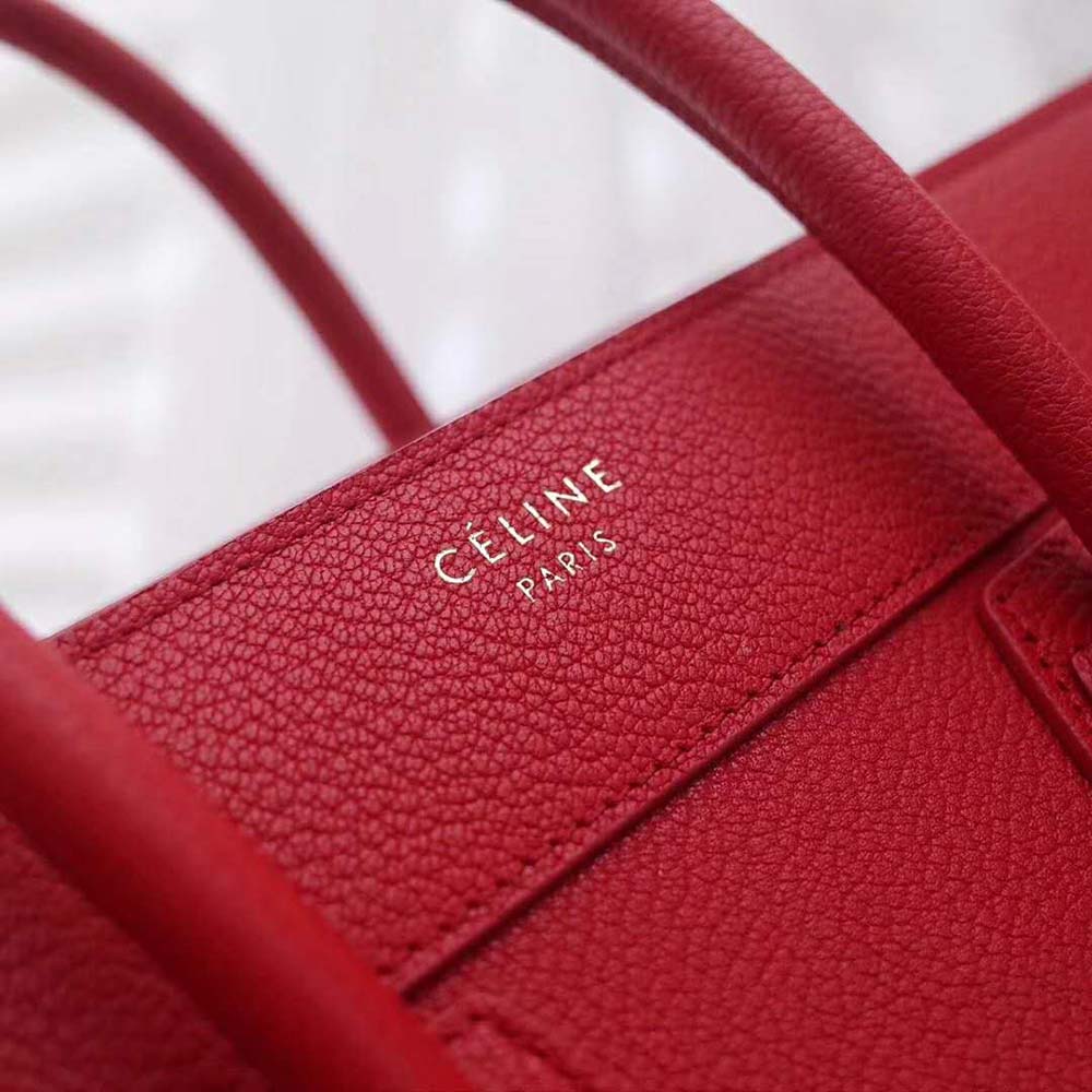 Celine Women Micro Luggage Handbag in Drummed Calfskin-Red - image 7