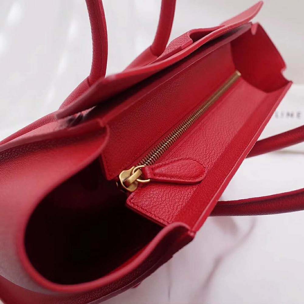 Celine Women Micro Luggage Handbag in Drummed Calfskin-Red - image 6