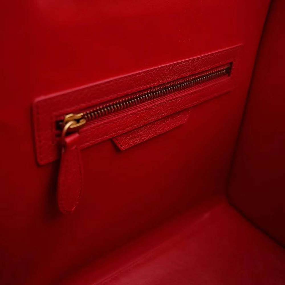 Celine Women Micro Luggage Handbag in Drummed Calfskin-Red - image 8