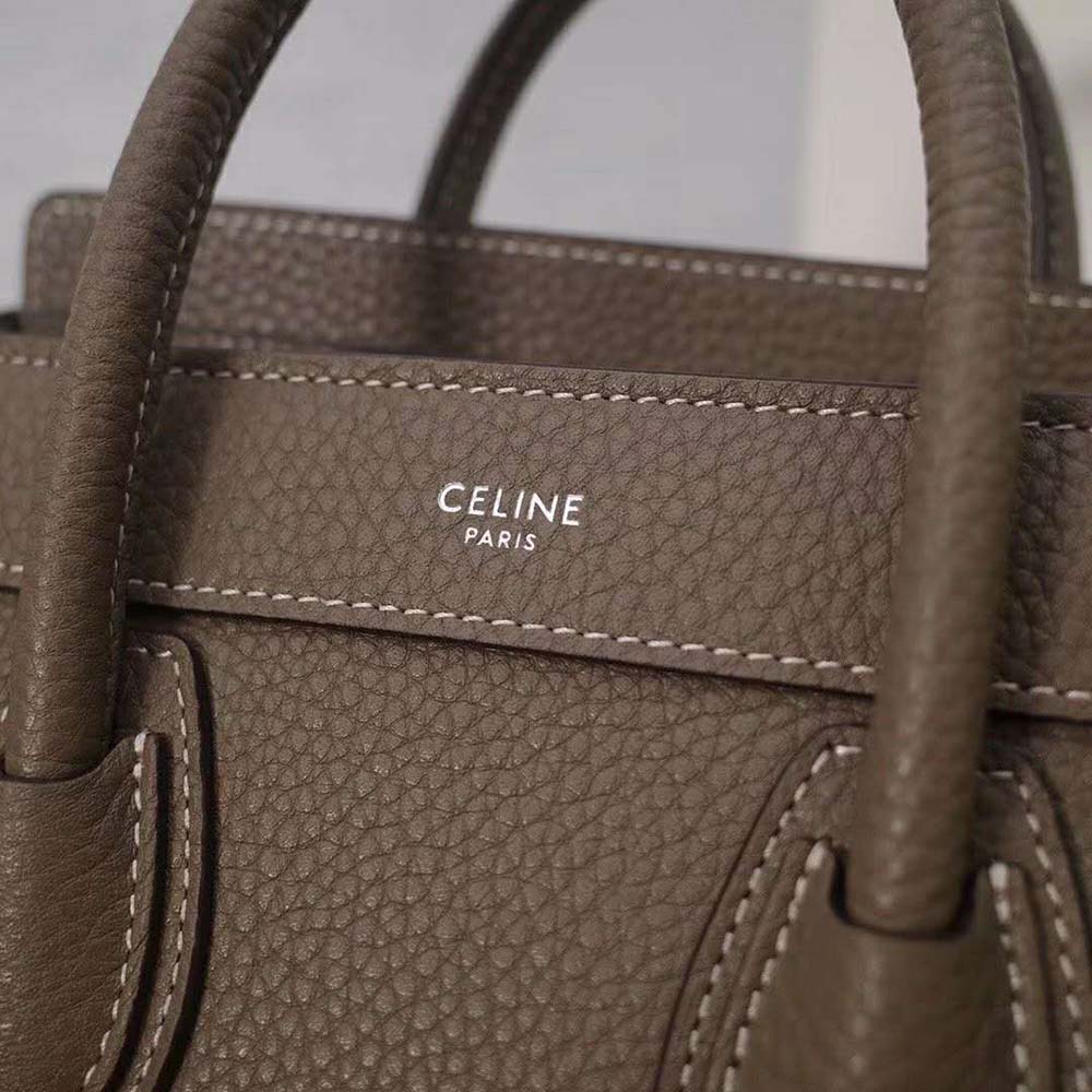 Celine Women Mini Luggage Handbag in Baby Drummed Calfskin-Brown - image 6