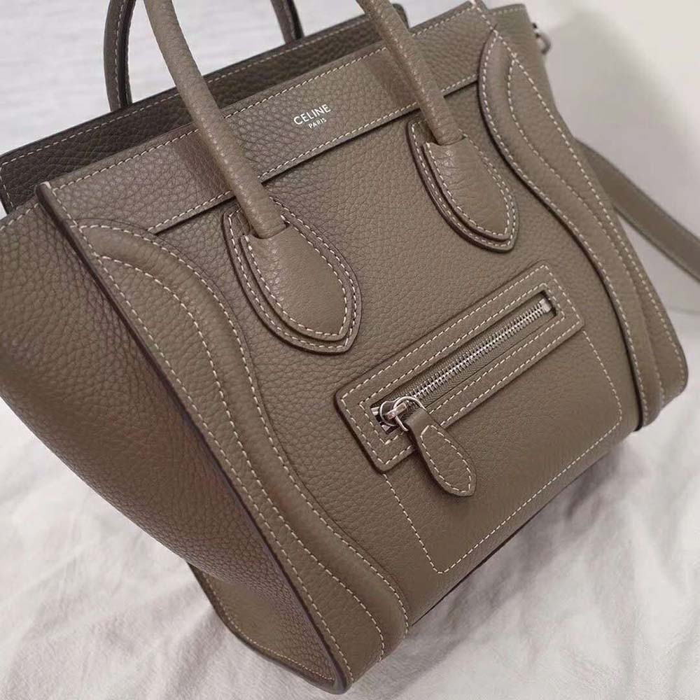 Celine Women Mini Luggage Handbag in Baby Drummed Calfskin-Brown - image 4