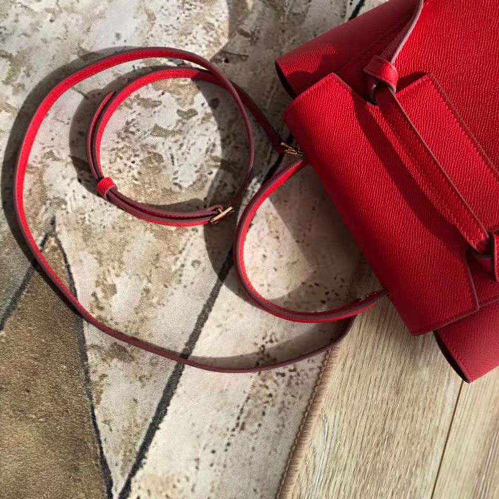 Celine Women Nano Belt Bag in Grained Calfskin Bag-Red - image 8