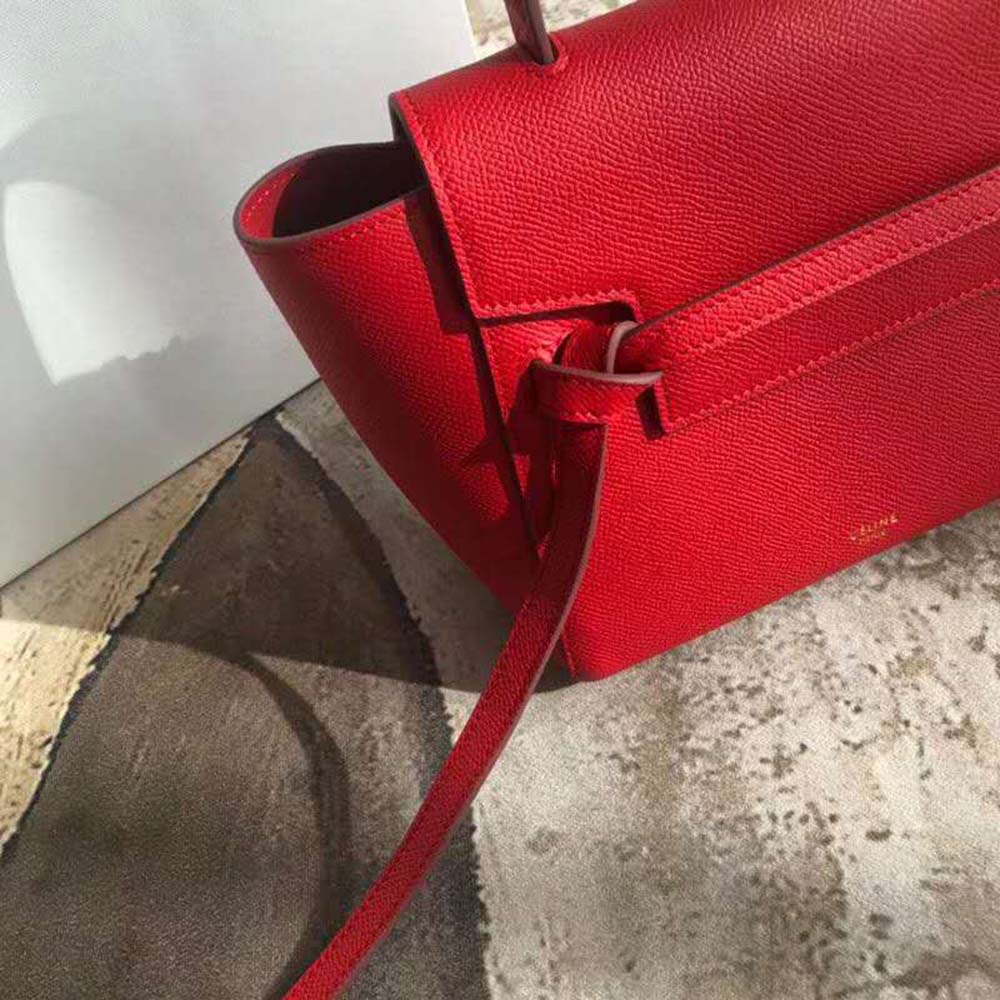 Celine Women Nano Belt Bag in Grained Calfskin Bag-Red - image 7