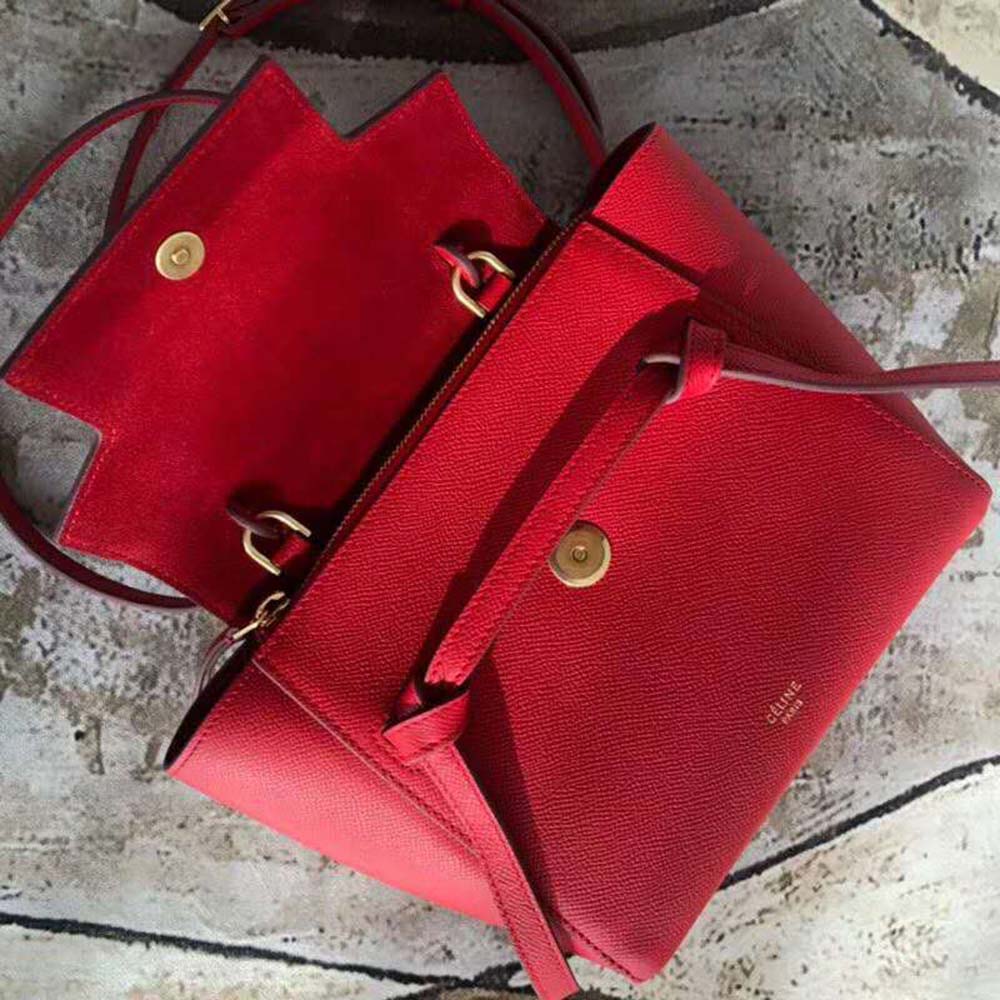 Celine Women Nano Belt Bag in Grained Calfskin Bag-Red - image 6