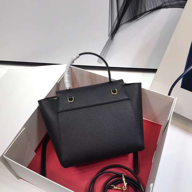 Side angle showing compact silhouette of Celine Women Nano Belt Bag