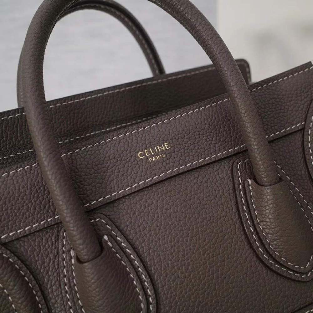 Celine Women Nano Luggage Bag in Drummed Calfskin-Brown - image 5