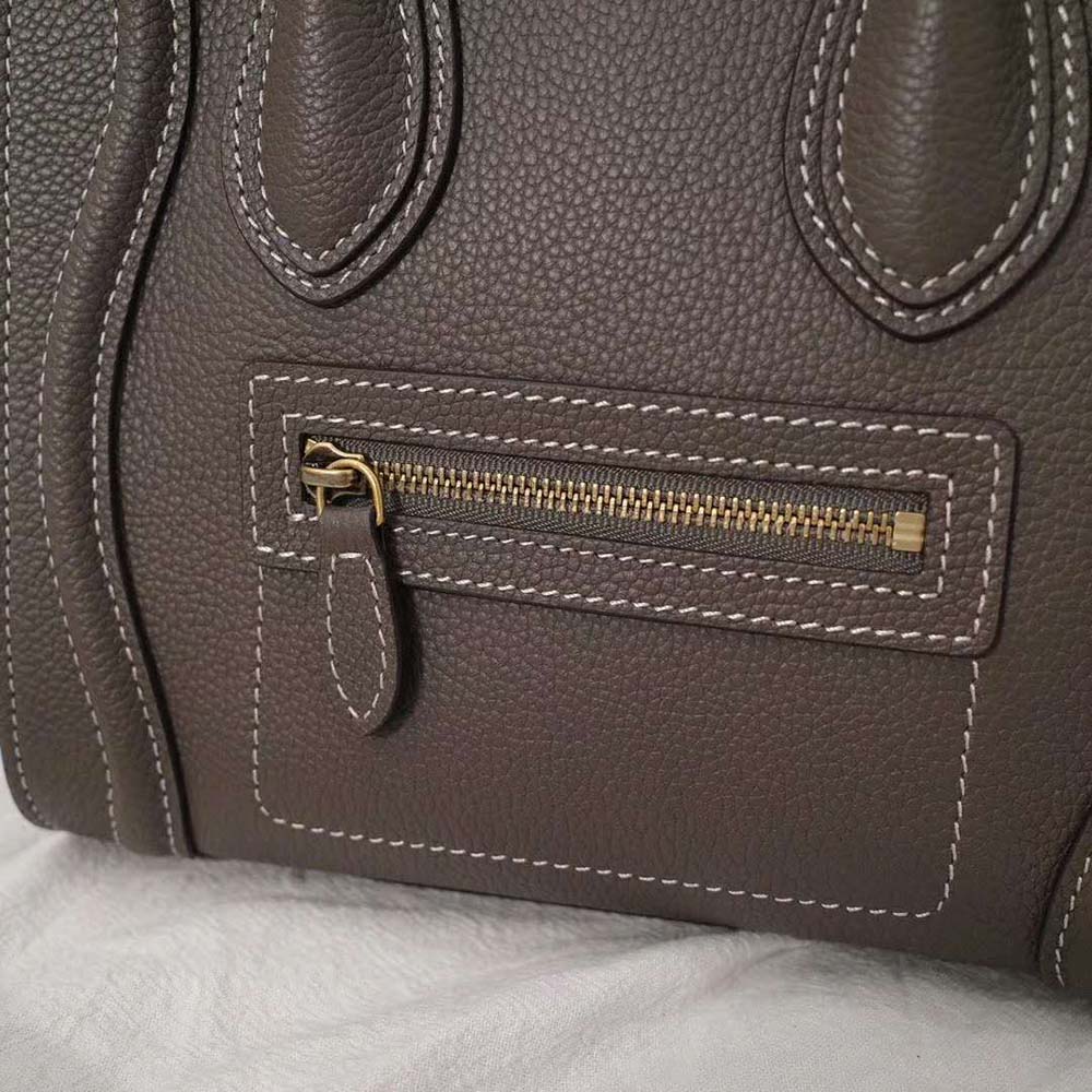 Celine Women Nano Luggage Bag in Drummed Calfskin-Brown - image 7
