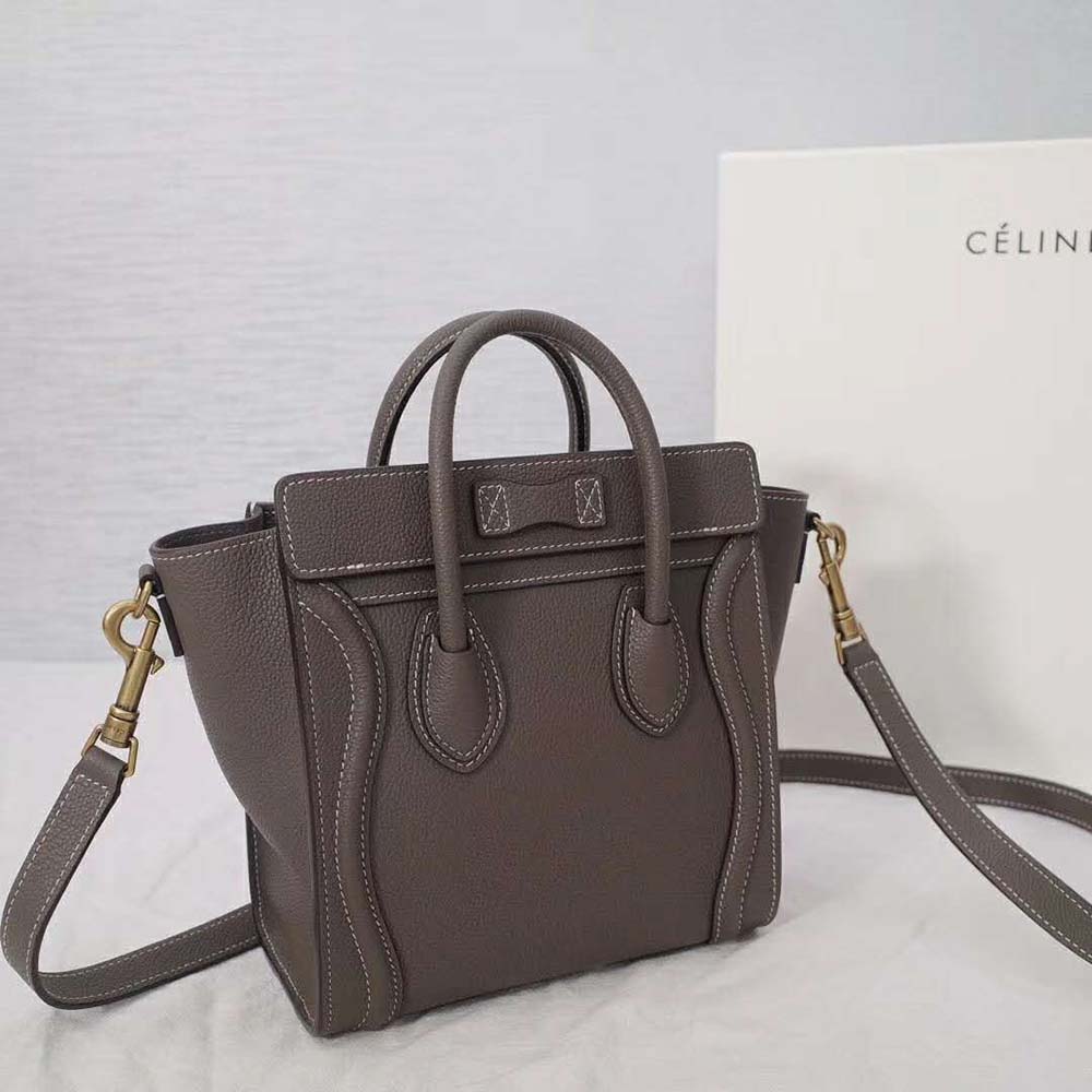 Side profile showing structured silhouette of Celine Women Nano Luggage Bag