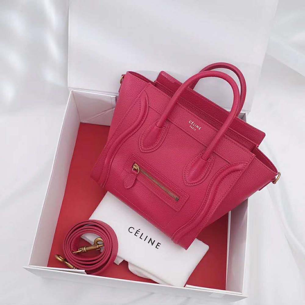 Close-up of silver zipper and hardware on Celine Women Nano Luggage Bag