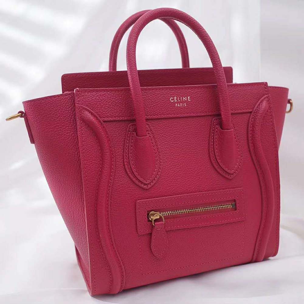 Celine Women Nano Luggage Bag in Drummed Calfskin-Rose - image 5