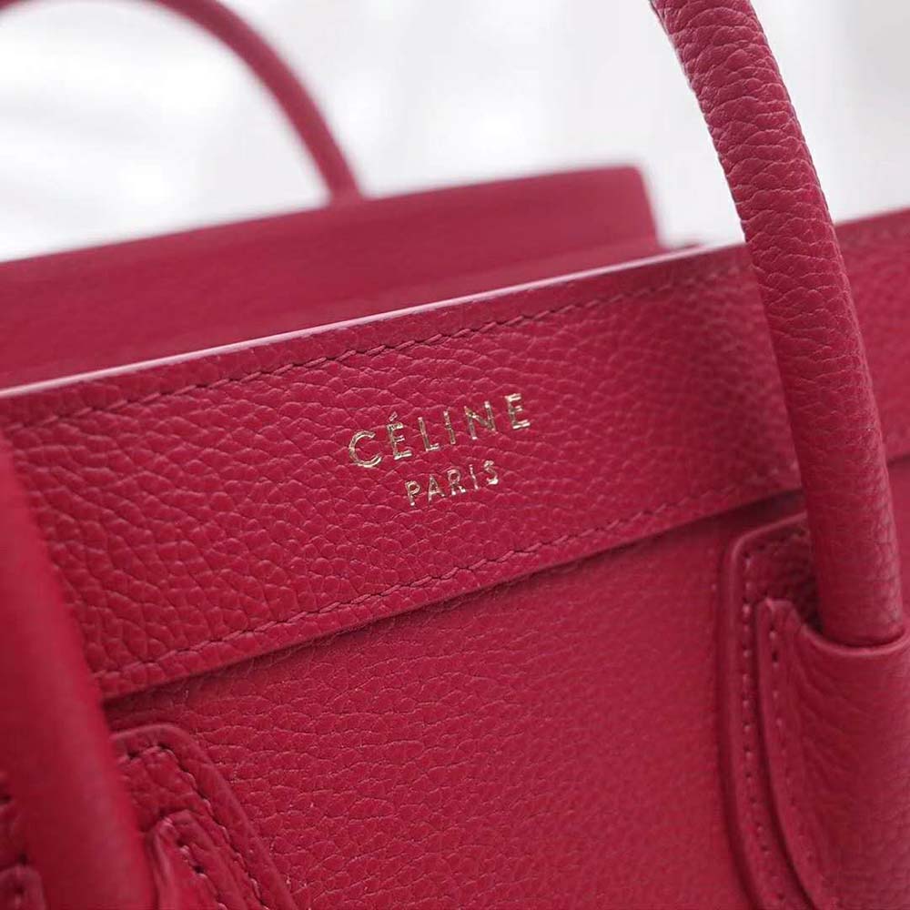 Celine Women Nano Luggage Bag in Drummed Calfskin-Rose - image 8