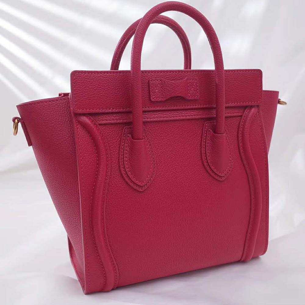 Celine Women Nano Luggage Bag in Drummed Calfskin-Rose - image 4