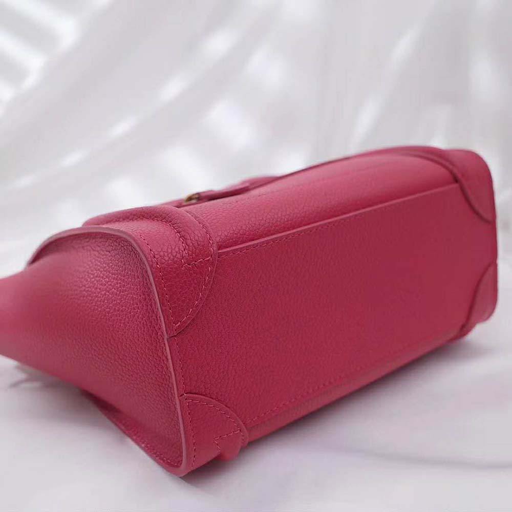 Celine Women Nano Luggage Bag in Drummed Calfskin-Rose - image 6