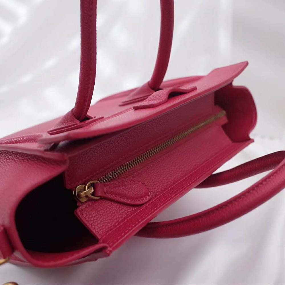 Celine Women Nano Luggage Bag in Drummed Calfskin-Rose - image 7