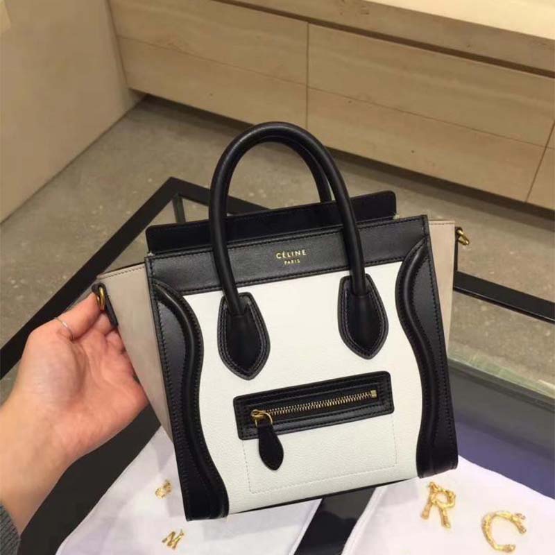 Close-up of signature front zipper on Celine Women Nano Luggage Bag