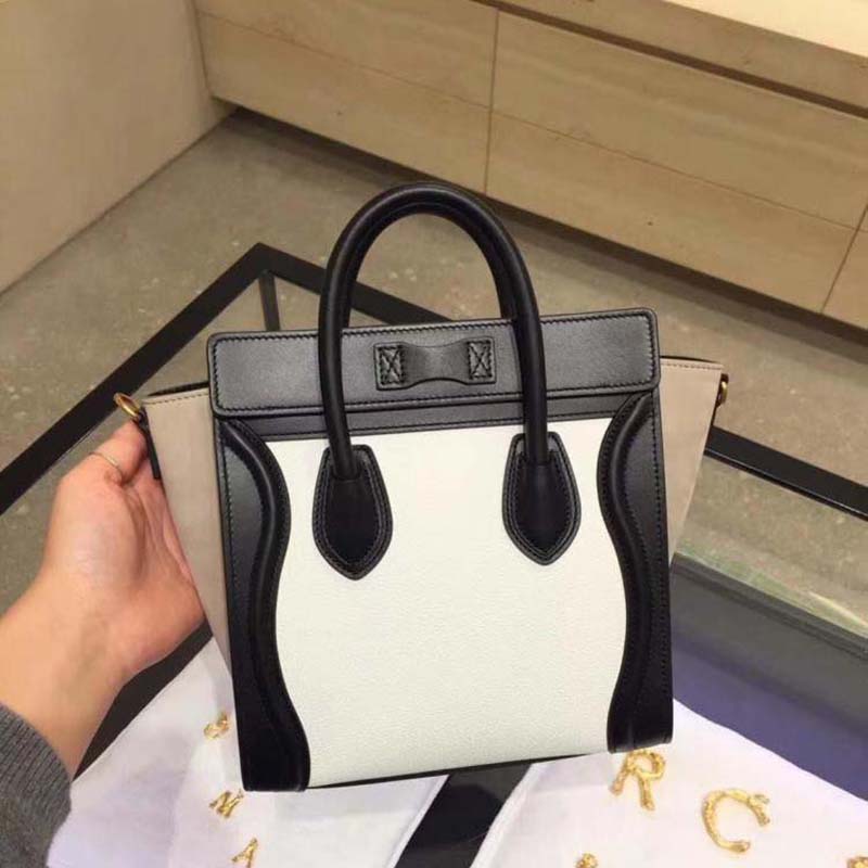 Side profile showing compact size of Celine Women Nano Luggage Bag