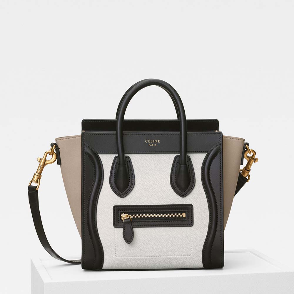 Front view of Celine Women Nano Luggage Bag in Multicolour Baby Grained Calfskin