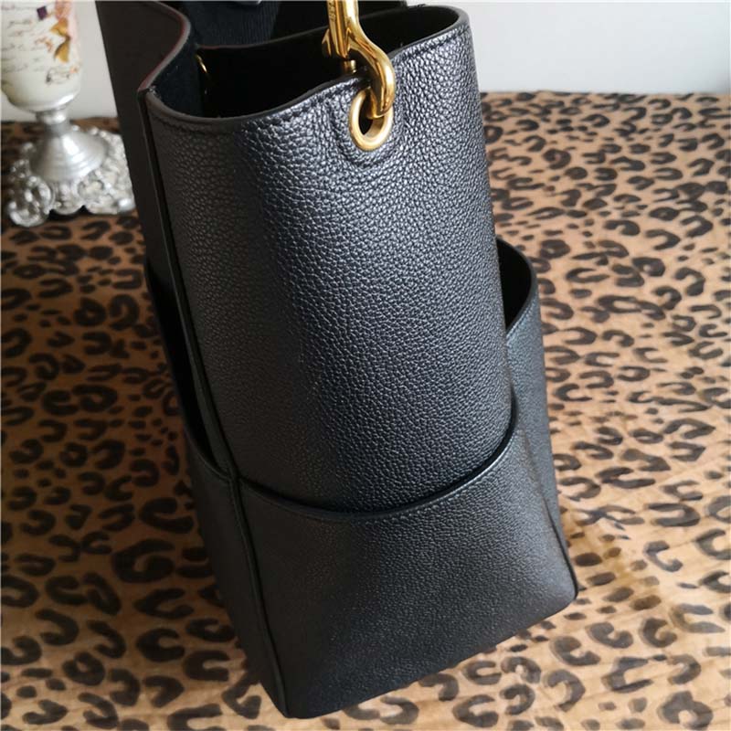 Celine Women Sangle Bucket Bag in Soft Grained Calfskin-Black - image 4