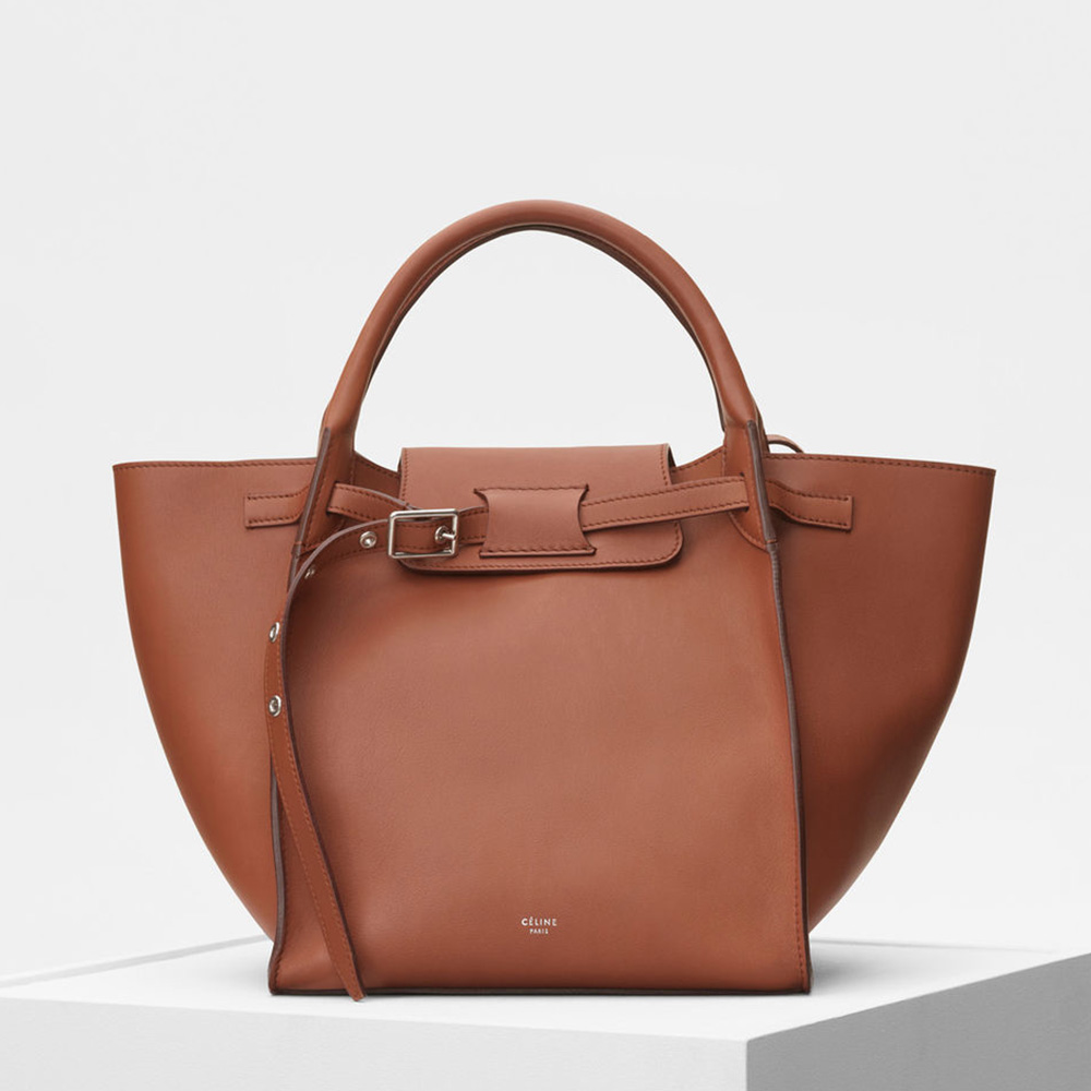 Front view of Celine Women Small Big Bag in Smooth Calfskin-Brown