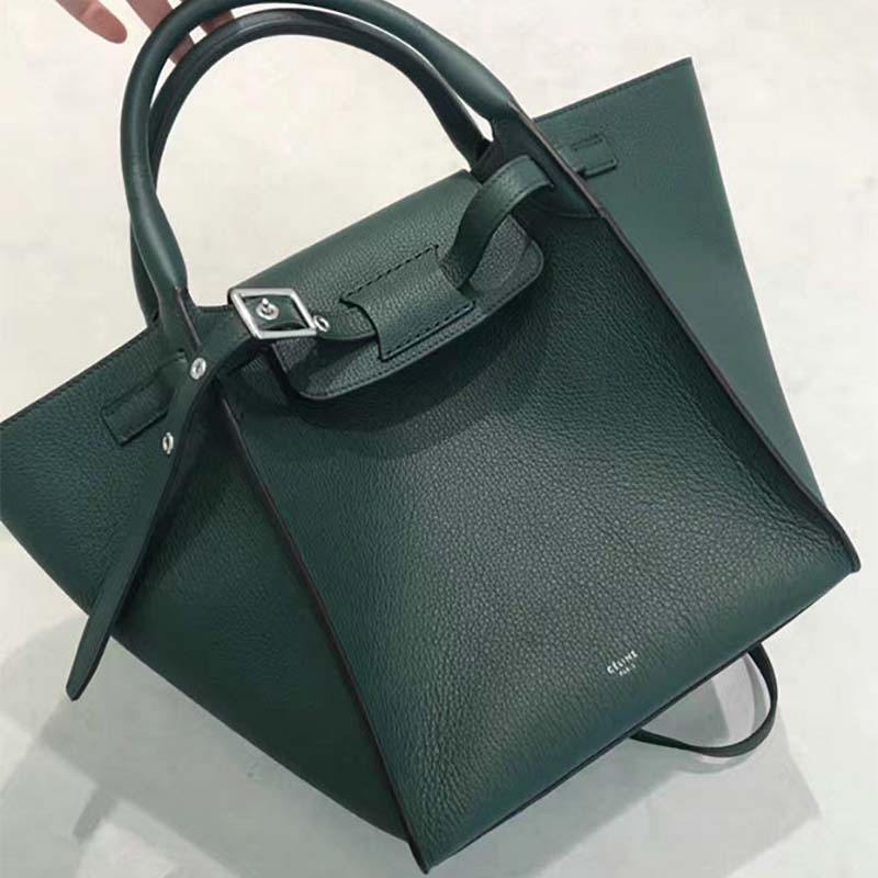 Side profile highlighting supple grained calfskin texture of Celine bag