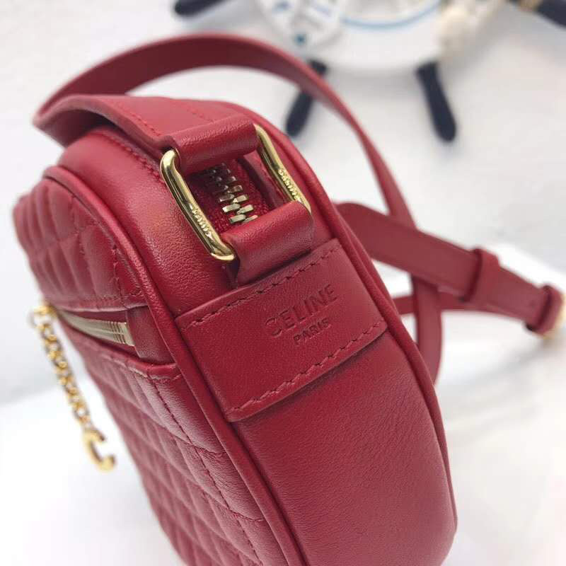 Celine Women Small C Charm Bag in Quilted Calfskin-Red - image 6