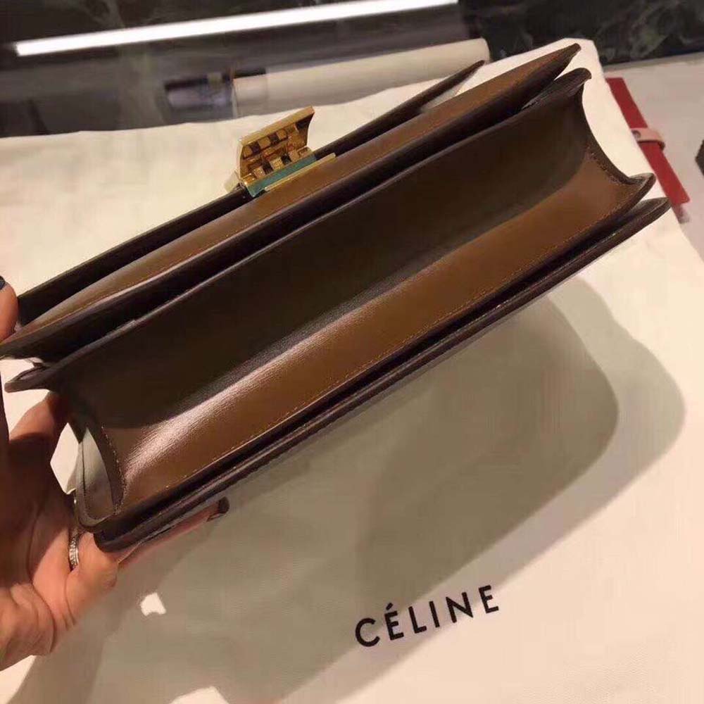 Celine Women Small Classic Bag in Box Calfskin Leather-Brown - image 9