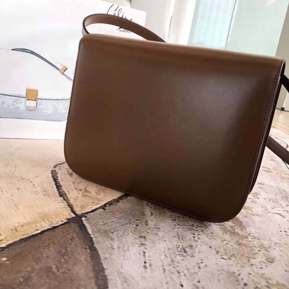 Celine Women Small Classic Bag in Box Calfskin Leather-Brown - image 4