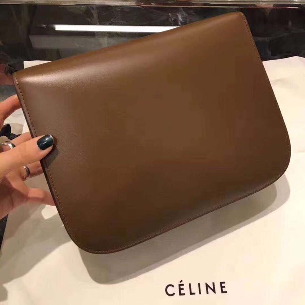 Celine Women Small Classic Bag in Box Calfskin Leather-Brown - image 7