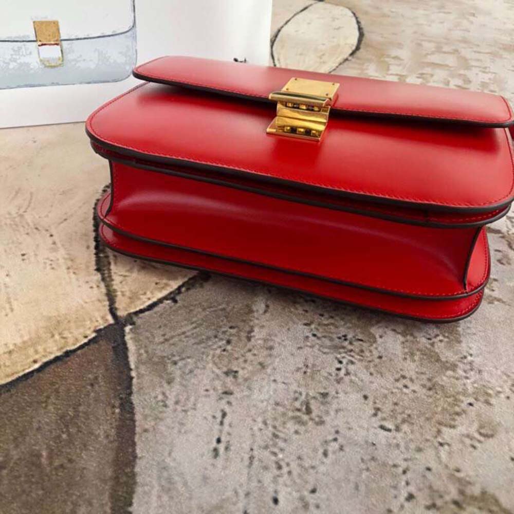 Celine Women Small Classic Bag in Box Calfskin Leather-Red - image 4