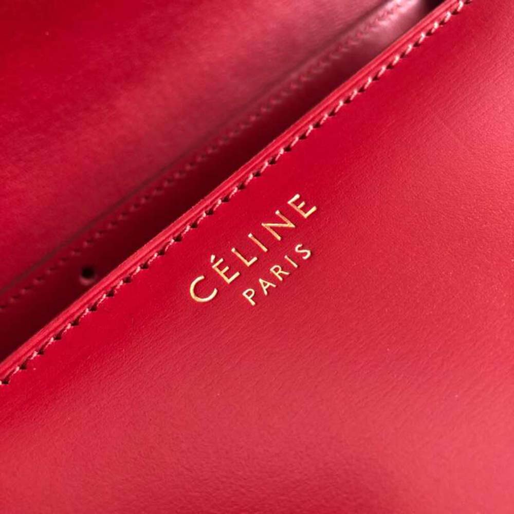 Celine Women Small Classic Bag in Box Calfskin Leather-Red - image 13