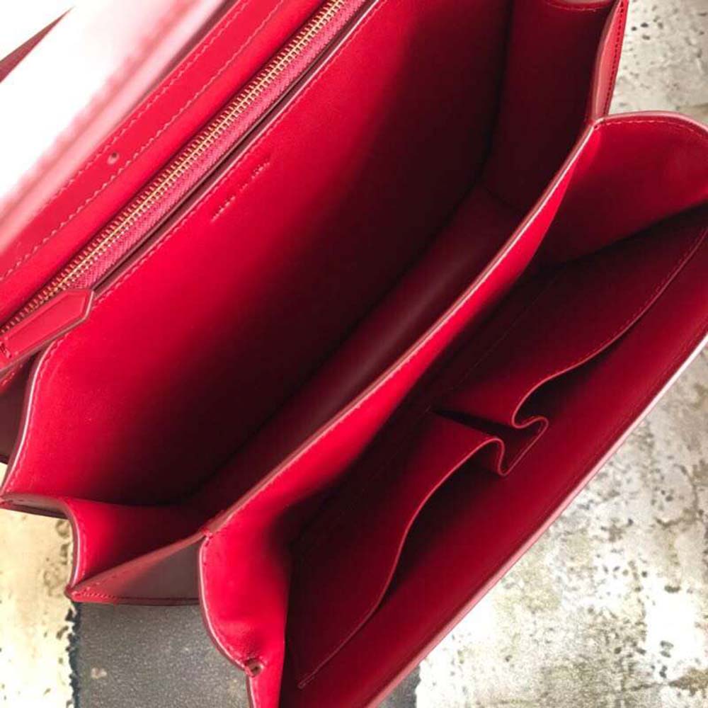 Celine Women Small Classic Bag in Box Calfskin Leather-Red - image 7