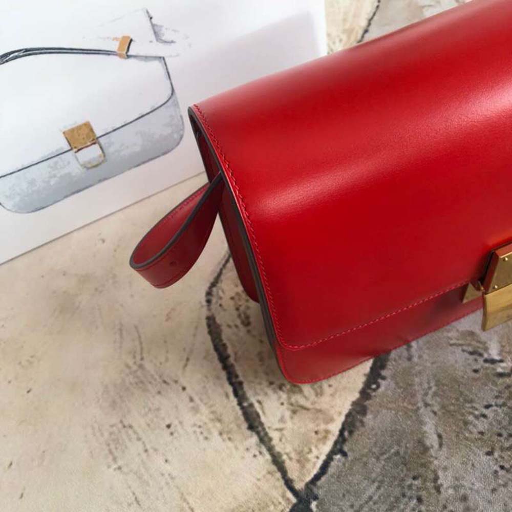 Celine Women Small Classic Bag in Box Calfskin Leather-Red - image 11
