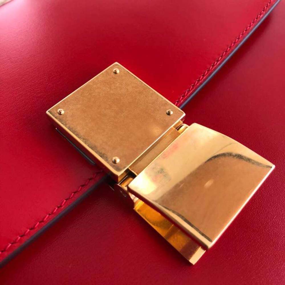 Celine Women Small Classic Bag in Box Calfskin Leather-Red - image 9